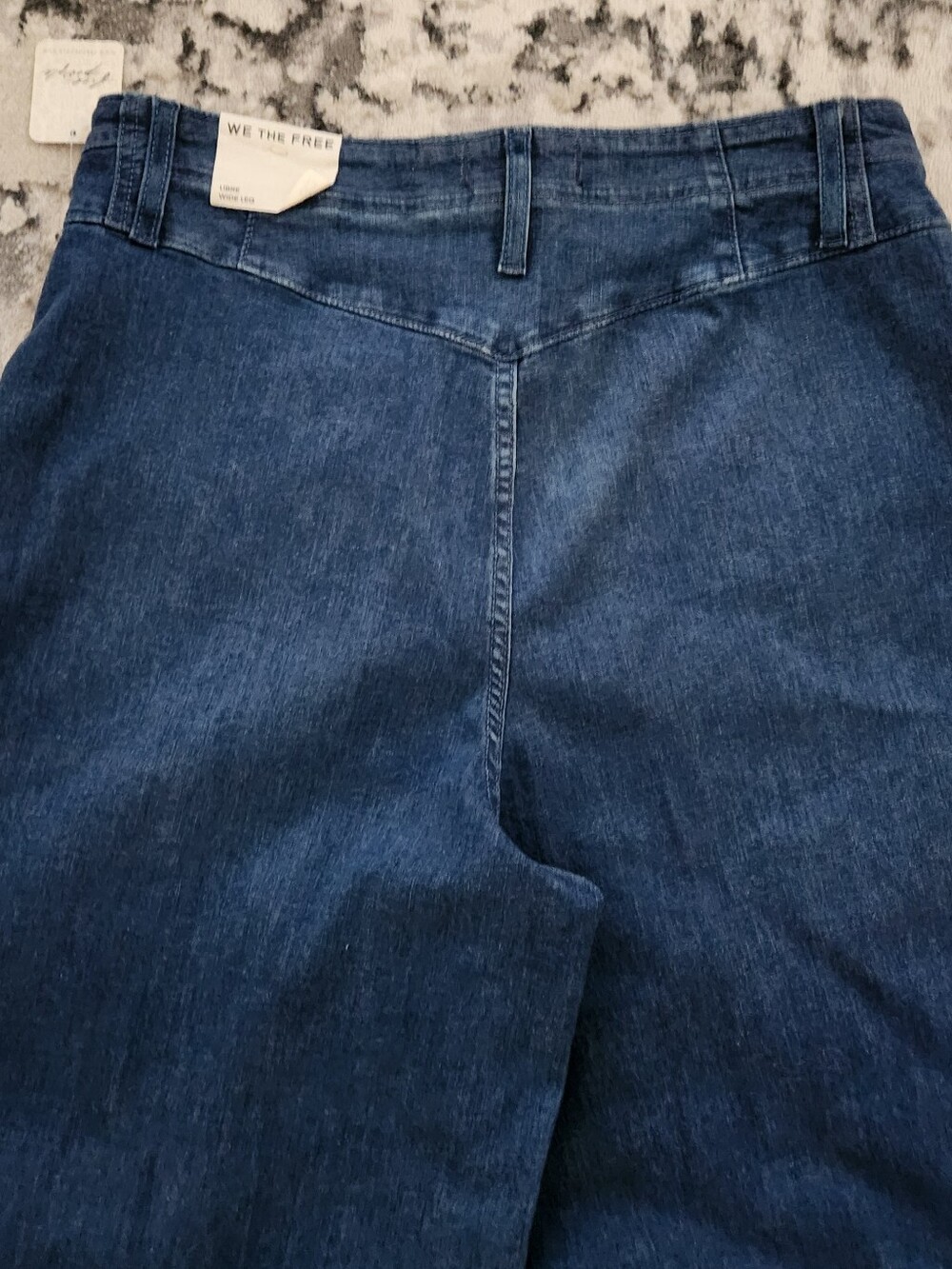 We The Free Wide Leg Flare Jeans - Dark Blue Denim - Picture 5 of 5